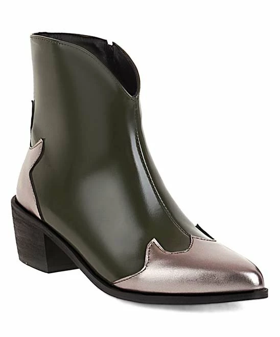 Brand new ❤️ BUTITI Green & Silvertone Contrast Cowboy Boot - 👩 Women ✔️ 2 Brand new ❤️ BUTITI Green & Silvertone Contrast Cowboy Boot - 👩 Women ✔️ - Image 2