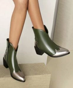 Brand new ❤️ BUTITI Green & Silvertone Contrast Cowboy Boot - 👩 Women ✔️ 5 Brand new ❤️ BUTITI Green & Silvertone Contrast Cowboy Boot - 👩 Women ✔️ -BUTITI Shop zu100059048 alt 2 tm1632952038