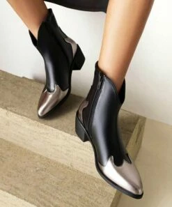 Top 10 🎉 BUTITI Black & Silvertone Contrast Cowboy Boot - 👩 Women 😍 -BUTITI Shop zu100064508 alt 2 tm1632952038