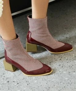 Best reviews of 🛒 BUTITI Red Herringbone Snake-Embossed Block-Heel Ankle Boot - 👩 Women 🥰