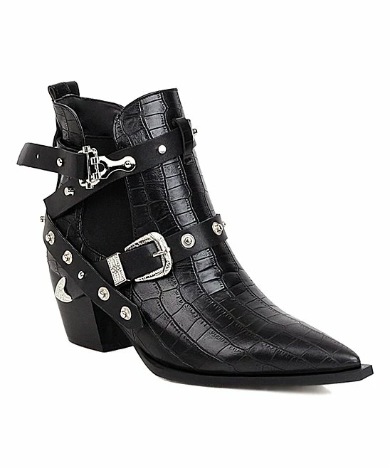 Cheap ๐ฏ BUTITI Black Croc-Embossed Ankle Boot - ๐ฉ Women ๐ฏ 2 Cheap ๐ฏ BUTITI Black Croc-Embossed Ankle Boot - ๐ฉ Women ๐ฏ - Image 2