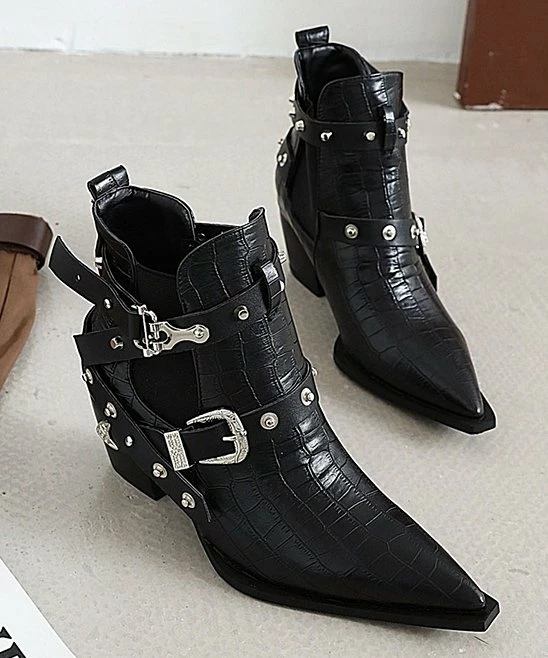 Cheap ๐ฏ BUTITI Black Croc-Embossed Ankle Boot - ๐ฉ Women ๐ฏ 4 Cheap ๐ฏ BUTITI Black Croc-Embossed Ankle Boot - ๐ฉ Women ๐ฏ - Image 4