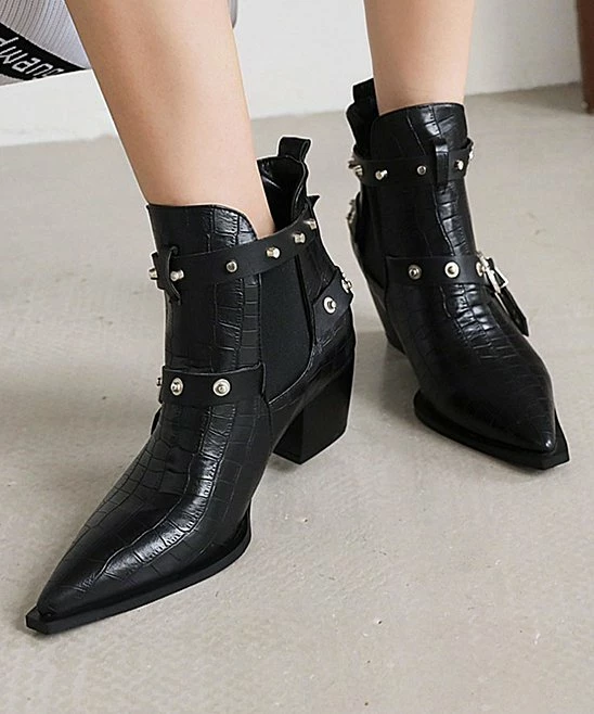 Cheap ๐ฏ BUTITI Black Croc-Embossed Ankle Boot - ๐ฉ Women ๐ฏ 5 Cheap ๐ฏ BUTITI Black Croc-Embossed Ankle Boot - ๐ฉ Women ๐ฏ - Image 5