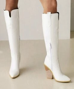 Buy ⭐ BUTITI White Side-Pull Block-Heel Boot - 👩 Women 🎉 -BUTITI Shop zu100942546 alt 4 tm1635450357
