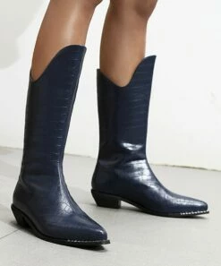 Cheap 😍 BUTITI Dark Blue Croc-Embossed Cowboy Boot - 👩 Women 🥰
