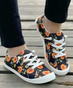 Buy ⌛ BUTITI Black & Orange Floral 👟 Sneaker - 👩 Women 🧨