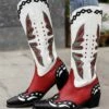 Cheap 👍 BUTITI White & Red Cowboy Boot - 👩 Women 👏