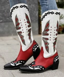 Cheap 👍 BUTITI White & Red Cowboy Boot - 👩 Women 👏