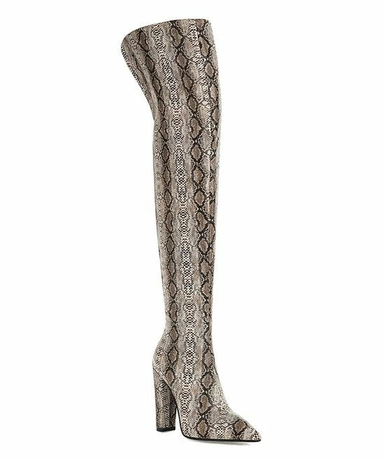 Best deal ⭐ BUTITI Beige Snake-Print Over-the-Knee Boot - 👩 Women 🎁 2 Best deal ⭐ BUTITI Beige Snake-Print Over-the-Knee Boot - 👩 Women 🎁 - Image 2