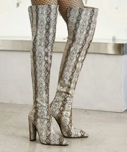 Best deal โญ BUTITI Beige Snake-Print Over-the-Knee Boot - ๐ฉ Women ๐