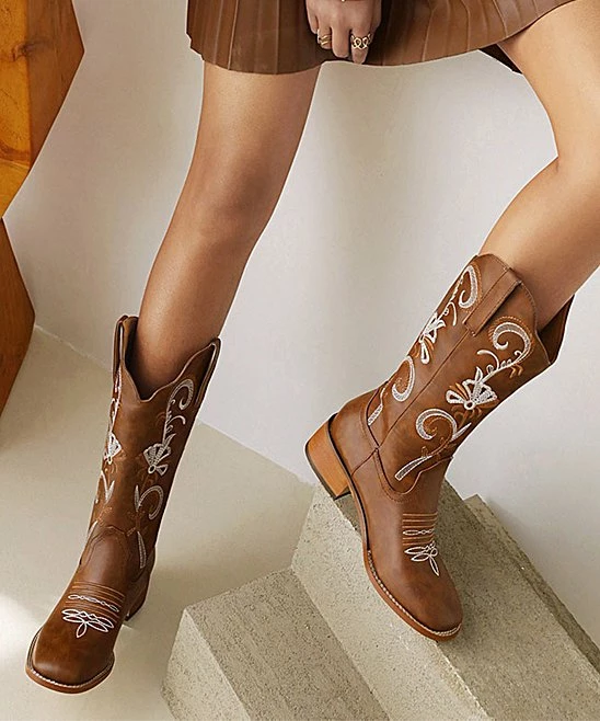 Best deal ๐ BUTITI Dark Brown Floral Embroidered Cowboy Boot - ๐ฉ Women ๐ 3 Best deal ๐ BUTITI Dark Brown Floral Embroidered Cowboy Boot - ๐ฉ Women ๐ - Image 3