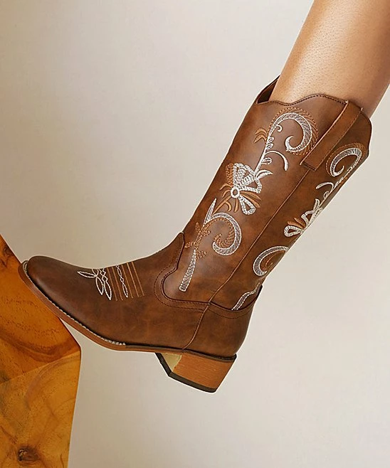 Best deal ๐ BUTITI Dark Brown Floral Embroidered Cowboy Boot - ๐ฉ Women ๐ 5 Best deal ๐ BUTITI Dark Brown Floral Embroidered Cowboy Boot - ๐ฉ Women ๐ - Image 5