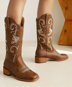 Best deal ๐ BUTITI Dark Brown Floral Embroidered Cowboy Boot - ๐ฉ Women ๐