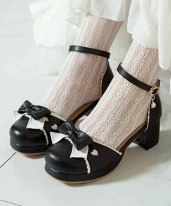 Top 10 🎉 BUTITI Black & White Scallop-Trim Bow-Accent Mary Jane - 👩 Women 🎁