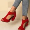 Promo ✨ BUTITI Red Cutout Peep-Toe Pump - 👩 Women 🌟