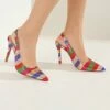 Budget 👏 BUTITI Red & Silvertone Multicolor Metallic Stripe Slingback Pump - 👩 Women ⭐
