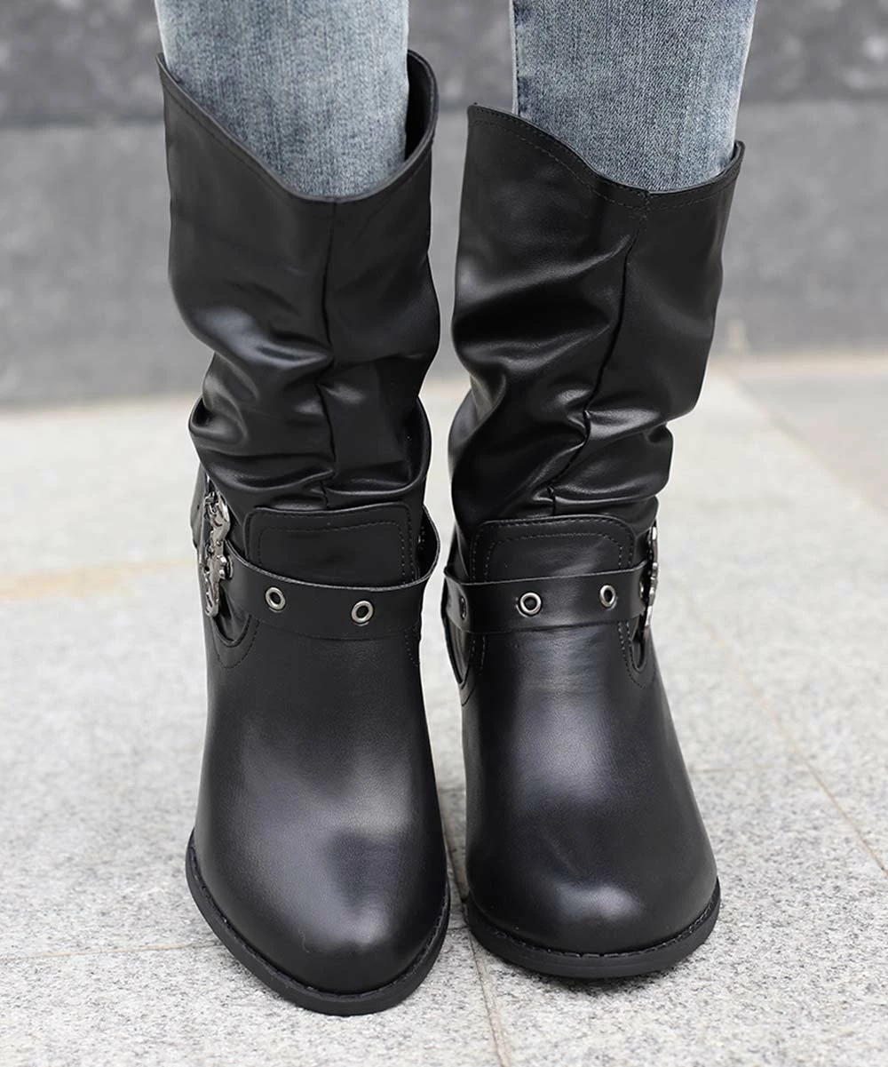 Cheap π BUTITI Black Slouchy Bat Buckle-Accent Boot - π© Women β€οΈ 2 Cheap π BUTITI Black Slouchy Bat Buckle-Accent Boot - π© Women β€οΈ - Image 2