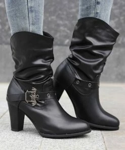 Cheap 👏 BUTITI Black Slouchy Bat Buckle-Accent Boot - 👩 Women ❤️