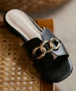 Best Sale 😉 BUTITI Black & Goldtone Metal-Accent Slide - 👩 Women ✔️ -BUTITI Shop zu103404745 alt 2 tm1645034228