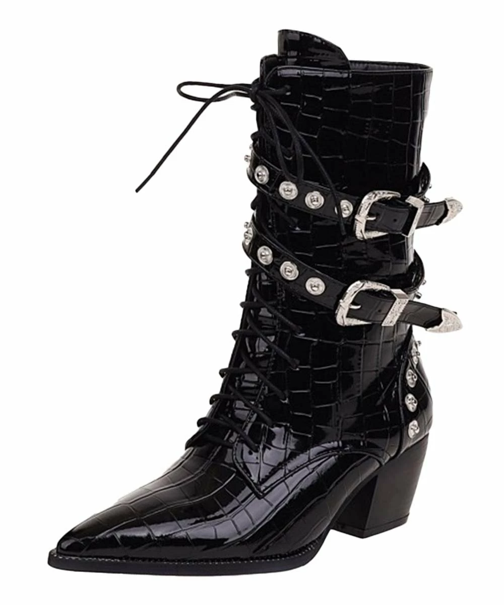 Best deal ๐ BUTITI Black Snake-Embossed Buckle-Accent Boot - ๐ฉ Women ๐ 2 Best deal ๐ BUTITI Black Snake-Embossed Buckle-Accent Boot - ๐ฉ Women ๐ - Image 2