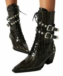 Best deal ๐ BUTITI Black Snake-Embossed Buckle-Accent Boot - ๐ฉ Women ๐