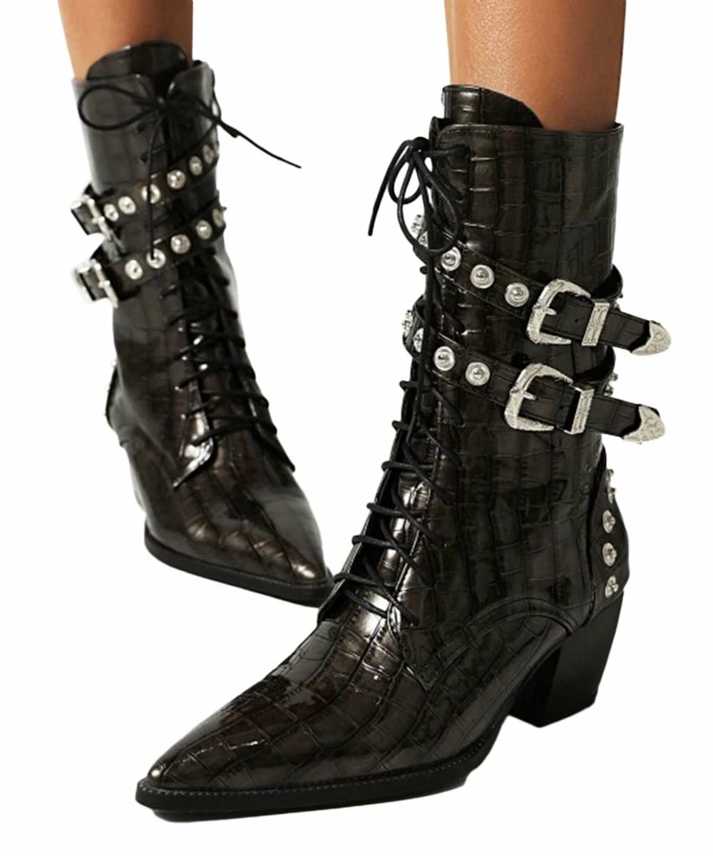 Best deal ๐ BUTITI Black Snake-Embossed Buckle-Accent Boot - ๐ฉ Women ๐ 1 Best deal ๐ BUTITI Black Snake-Embossed Buckle-Accent Boot - ๐ฉ Women ๐