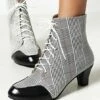 New 🧨 BUTITI Black & Gray Plaid Lace-Up Bootie - 👩 Women 💯