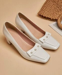 Best reviews of โ BUTITI White Imitation Pearl-Accent Loafer Pump - ๐ฉ Women ๐