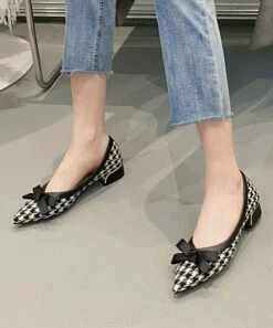 Best deal 🔥 BUTITI Black Houndstooth Bow Kitten Heel - 👩 Women ⌛ -BUTITI Shop zu103843488 alt 3 tm1646256573