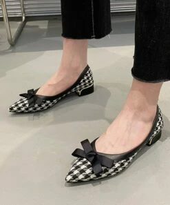 Best deal 🔥 BUTITI Black Houndstooth Bow Kitten Heel - 👩 Women ⌛ -BUTITI Shop zu103843488 alt 4 tm1646256573