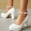 New 🌟 BUTITI White Imitation Pearl-Strap Pump - 👩 Women 🛒
