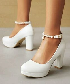 New ๐ BUTITI White Imitation Pearl-Strap Pump - ๐ฉ Women ๐