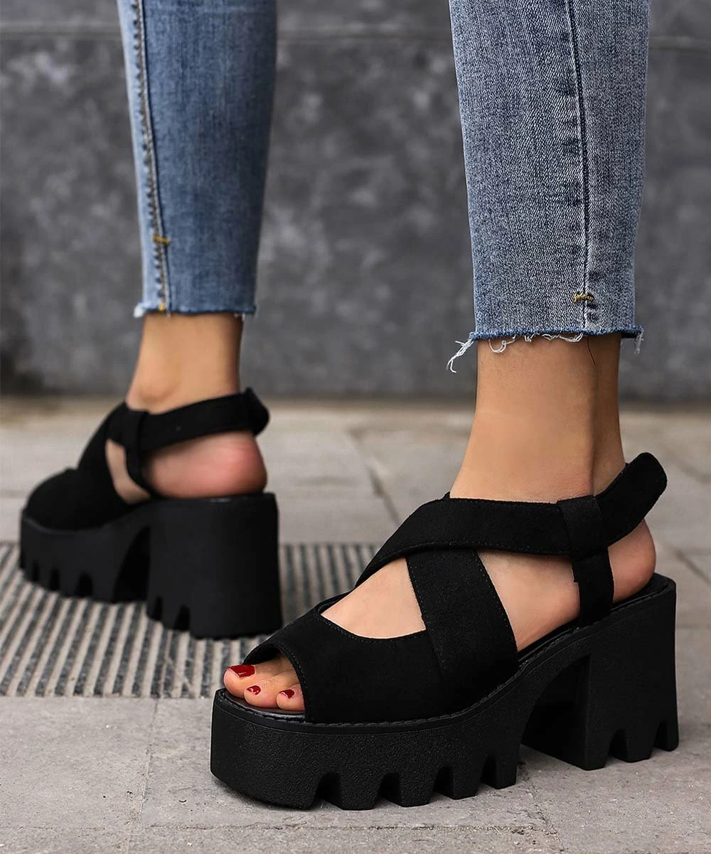 Brand new π₯ BUTITI Black Thick Chunky Crisscross π©΄ Sandal - π© Women π₯ 3 Brand new π₯ BUTITI Black Thick Chunky Crisscross π©΄ Sandal - π© Women π₯ - Image 3