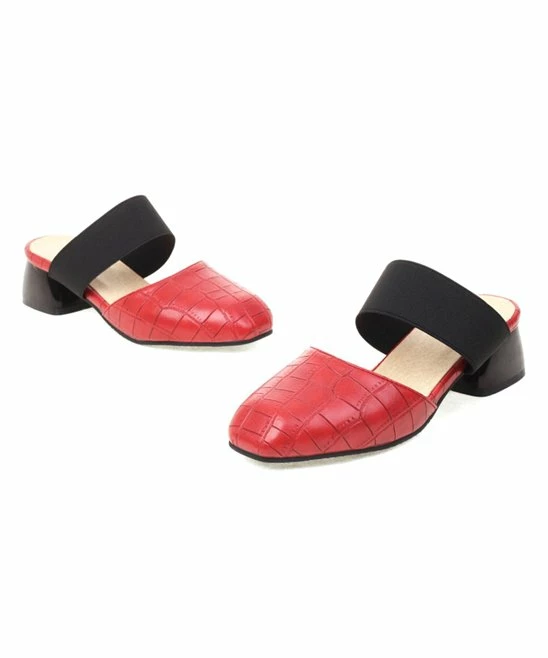 Best Sale 🔔 BUTITI Red & Black Croc-Embossed Block-Heel Strappy Mule - 👩 Women ❤️ 2 Best Sale 🔔 BUTITI Red & Black Croc-Embossed Block-Heel Strappy Mule - 👩 Women ❤️ - Image 2