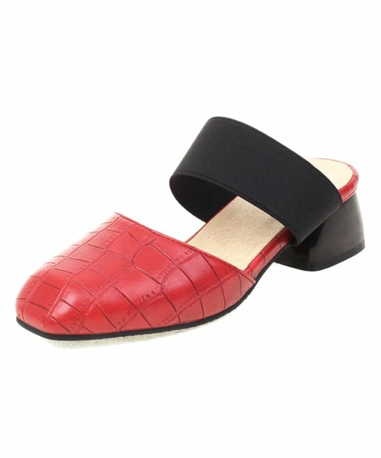 Best Sale 🔔 BUTITI Red & Black Croc-Embossed Block-Heel Strappy Mule - 👩 Women ❤️ 4 Best Sale 🔔 BUTITI Red & Black Croc-Embossed Block-Heel Strappy Mule - 👩 Women ❤️ - Image 4