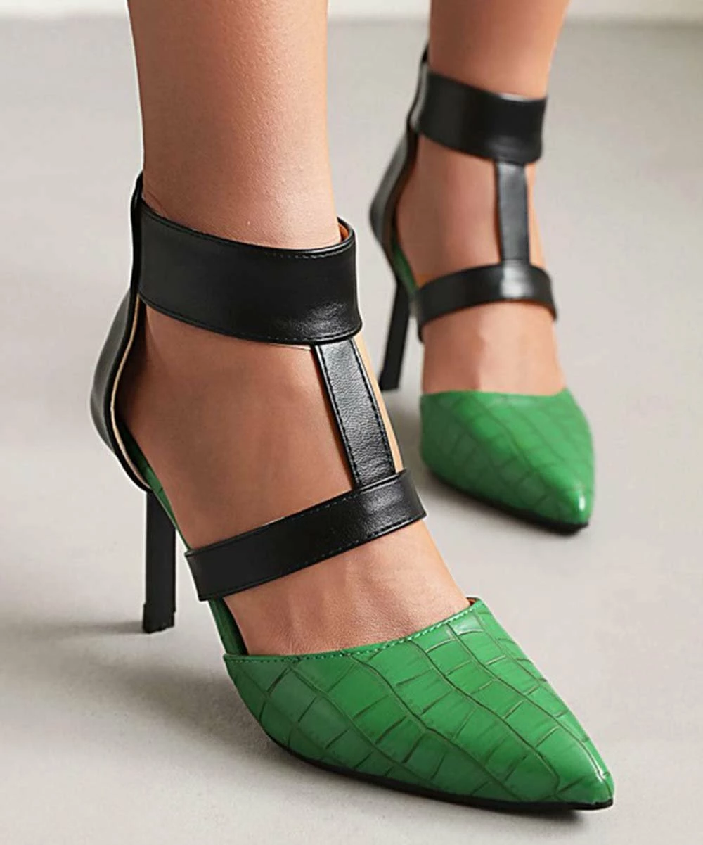 Cheapest ๐ BUTITI Green & Black Croc-Embossed Contrast T-Strap Pump - ๐ฉ Women ๐คฉ 3 Cheapest ๐ BUTITI Green & Black Croc-Embossed Contrast T-Strap Pump - ๐ฉ Women ๐คฉ - Image 3