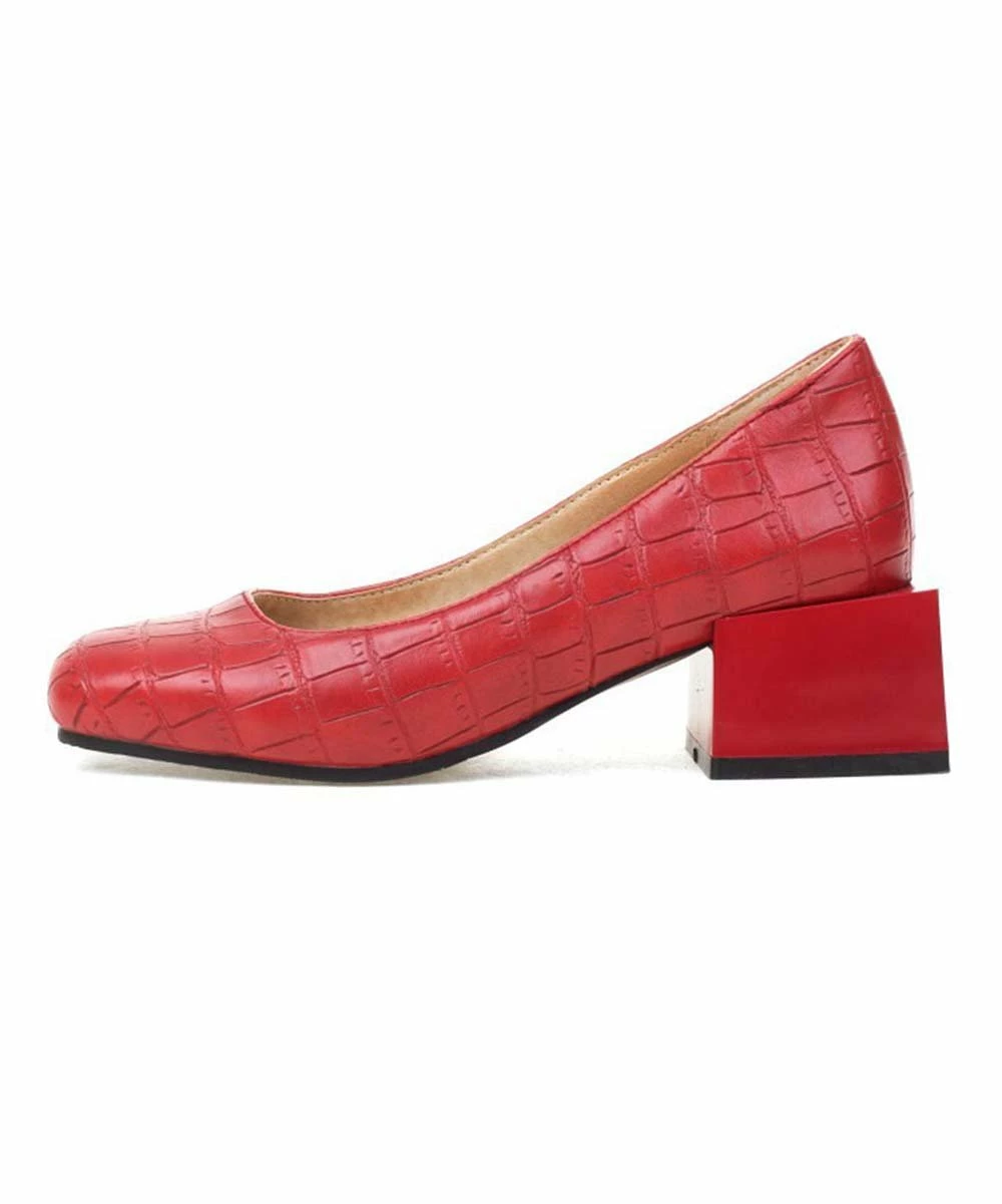 Top 10 ๐ BUTITI Red Croc-Embossed Square-Toe Pump - ๐ฉ Women ๐ 4 Top 10 ๐ BUTITI Red Croc-Embossed Square-Toe Pump - ๐ฉ Women ๐ - Image 4