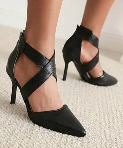 Best Pirce ๐งจ BUTITI Black Croc-Embossed Crisscross Point-Toe Pump - ๐ฉ Women ๐