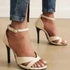 Hot Sale 👍 BUTITI Beige Crisscross Ankle-Strap Stiletto-Heel 🩴 Sandal - 👩 Women ✔️