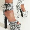 Brand new 💯 BUTITI White Snake-Embossed Lace-Up Ankle-Strap Peep-Toe Platform Pump - 👩 Women ⭐