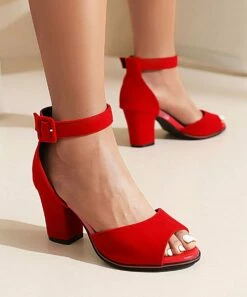 Brand new 👏 BUTITI Red Ankle-Strap Peep-Toe 🩴 Sandal - 👩 Women 🤩
