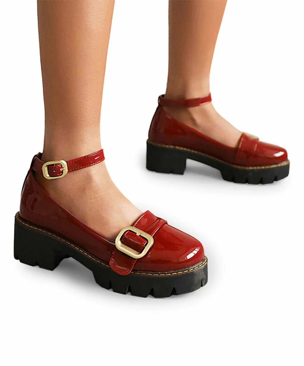 Brand new ๐ฅ BUTITI Red Buckle-Accent Ankle-Strap Platform Loafer - ๐ฉ Women ๐ฏ 2 Brand new ๐ฅ BUTITI Red Buckle-Accent Ankle-Strap Platform Loafer - ๐ฉ Women ๐ฏ - Image 2