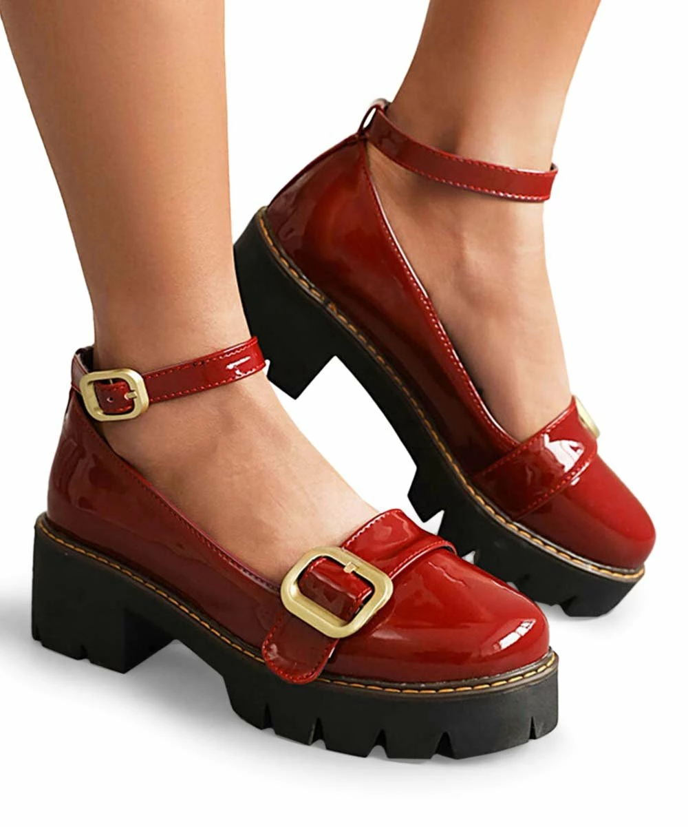 Brand new ๐ฅ BUTITI Red Buckle-Accent Ankle-Strap Platform Loafer - ๐ฉ Women ๐ฏ 3 Brand new ๐ฅ BUTITI Red Buckle-Accent Ankle-Strap Platform Loafer - ๐ฉ Women ๐ฏ - Image 3