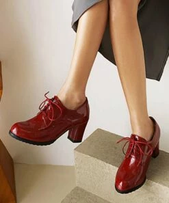 Best Pirce ❤️ BUTITI Red Lace-Up Pump - 👩 Women ⌛ -BUTITI Shop zu104648389 alt 4 tm1648754490