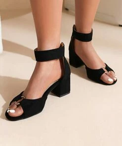 Cheapest 😀 BUTITI Black Ring-Detail Ankle-Strap 🩴 Sandal - 👩 Women 🧨 -BUTITI Shop zu104899762 alt 2 tm1649962592