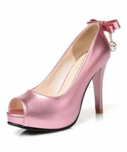 Top 10 ✨ BUTITI Pink Bow-Back Charm-Accent Peep-Toe Pump - 👩 Women 😀 -BUTITI Shop zu104904023 alt 3 tm1649511410