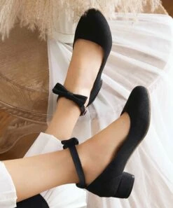 Flash Sale ✔️ BUTITI Black Bow-Accent Ankle-Strap Pump - 👩 Women ✔️ -BUTITI Shop zu105142479 alt 2 tm1650394263