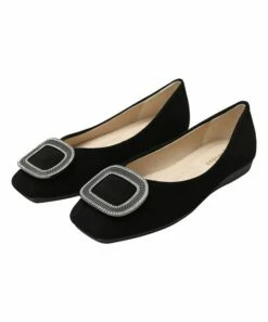 Outlet ✔️ BUTITI Black Embellished Square-Toe Ballet Flat - 👩 Women 🧨 -BUTITI Shop zu105271565 alt 3 tm1651077877