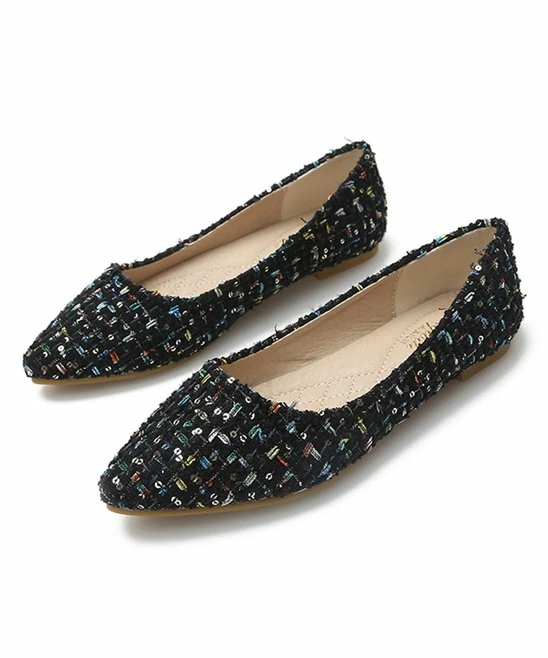 Brand new π€© BUTITI Black Sequin-Accent Tweed Ballet Flat - π© Women π 2 Brand new π€© BUTITI Black Sequin-Accent Tweed Ballet Flat - π© Women π - Image 2