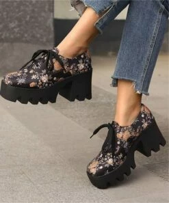 Cheap 🎁 BUTITI Black & Yellow Floral Platform 👟 Shoe - 👩 Women 🔥
